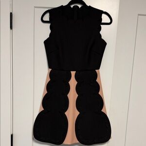 Red Valentino Black and Pink Scalloped Mini Dress